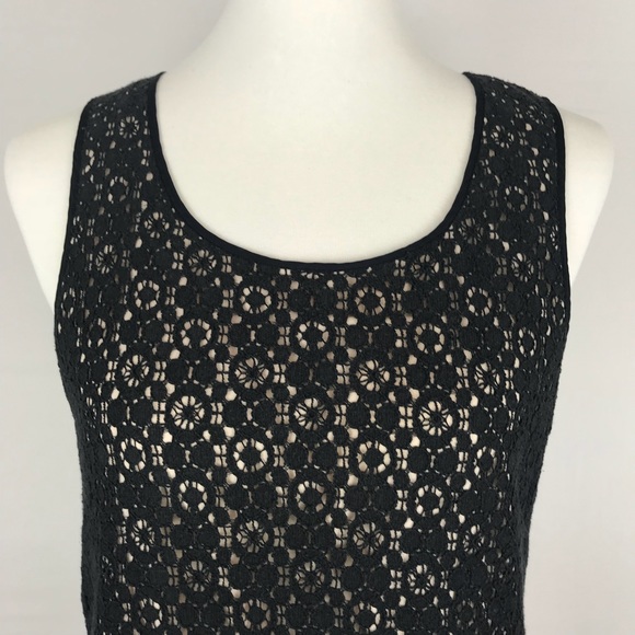 J Crew Black Eyelet Dressy Tank Sz 4 - Picture 3 of 7